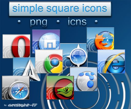 クールでかっこいいスクエア型ブラウザアイコンセット Materialandex
