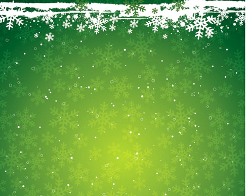 雪の結晶を背景にしたグリーンクリスマス ベクター素材 Materialandex