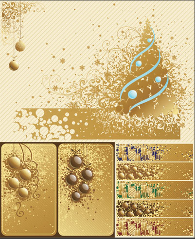 ゴールドクリスマス 背景 バナー カードデザイン ベクター素材 Materialandex