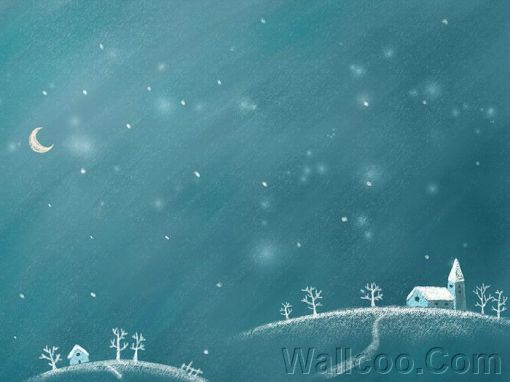 チョークで描かれたような冬の景色 Wallpaper Materialandex