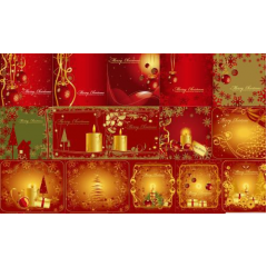 黄金色に輝くクリスマスカードデザイン　ベクター素材